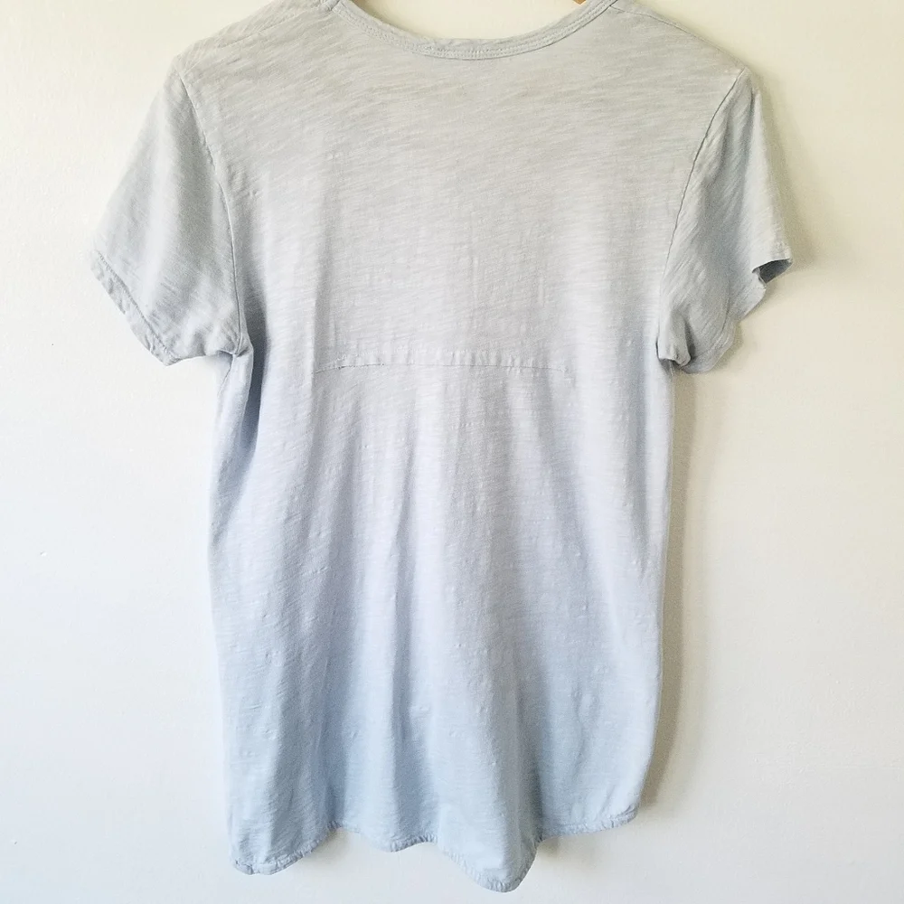 WILT Slub Cotton Powder Blue Asemetrical Relaxed Fit Shirt Top Small - Picture 3 of 9